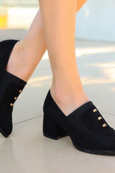 Rotta Siyah Süet Topuklu Ayakkabı Rotta Siyah Süet Topuklu Ayakkabı