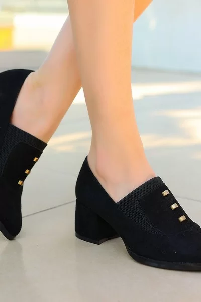 Rotta Siyah Süet Topuklu Ayakkabı Rotta Siyah Süet Topuklu Ayakkabı