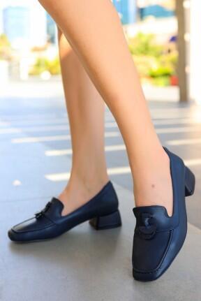 Nien Lacivert Cilt Topuklu Ayakkabı