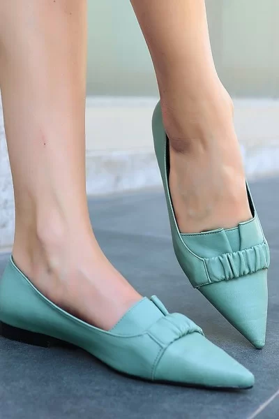 Mirga Yeşil Cilt Topuklu Ayakkabı