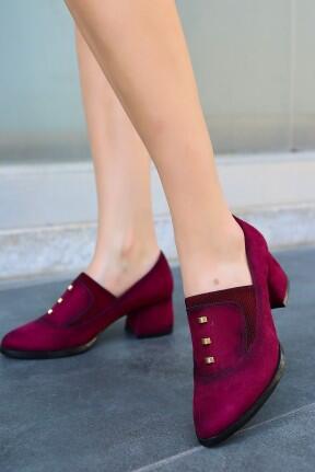 Rotta Bordo Süet Topuklu Ayakkabı Rotta Bordo Süet Topuklu Ayakkabı