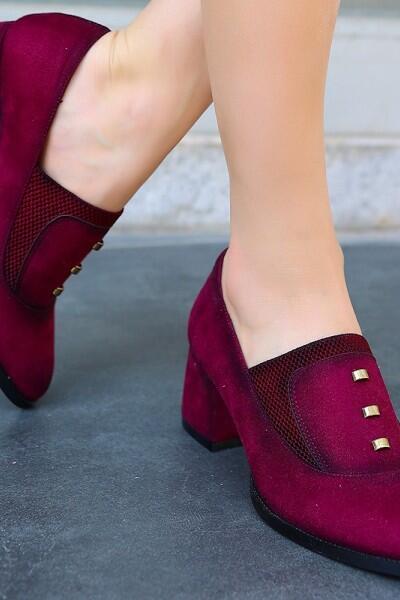 Rotta Bordo Süet Topuklu Ayakkabı Rotta Bordo Süet Topuklu Ayakkabı