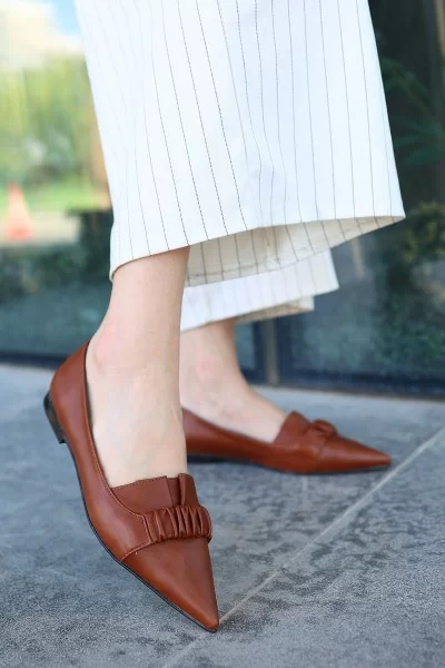 Mirga Taba Cilt Topuklu Ayakkabı Mirga Taba Cilt Topuklu Ayakkabı