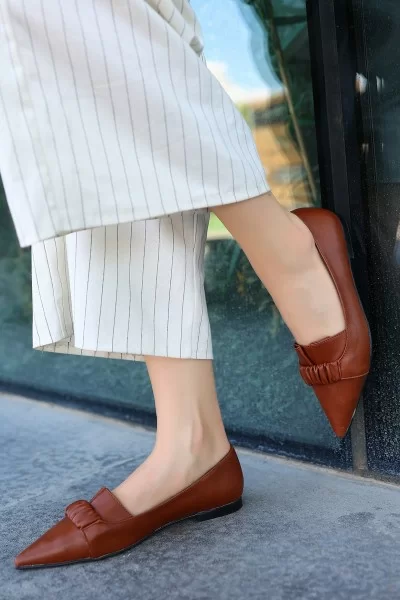 Mirga Taba Cilt Topuklu Ayakkabı Mirga Taba Cilt Topuklu Ayakkabı