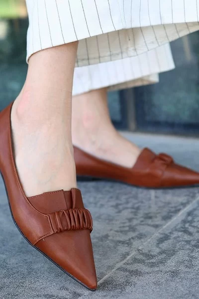 Mirga Taba Cilt Topuklu Ayakkabı Mirga Taba Cilt Topuklu Ayakkabı