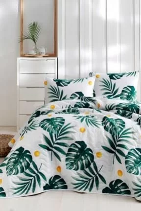 Eponj HomeÇift Kişilik Kapitone Yatak Örtüsü Seti Monstera Yeşil Eponj HomeÇift Kişilik Kapitone Yatak Örtüsü Seti Monstera Yeşil
