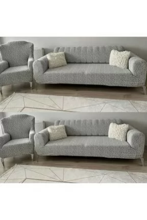 FaiendJakarlı 3 3 1 1 Taş-gri Lastikli Kanepe Örtüsü | Lastikli Koltuk Örtüsü | koltuk kılıfı Takımı