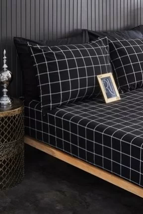 Ricco LifesSiyah Ekoseli Çift Kişilik Lastikli Çarşaf 2 Yastık Kılıfı 160x200 Ricco LifesSiyah Ekoseli Çift Kişilik Lastikli Çarşaf 2 Yastık Kılıfı 160x200