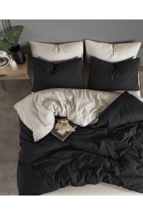 conzalizaLastikli Çarşaflı Çift Kişilik Nevresim Takımı | Siyah Bej |