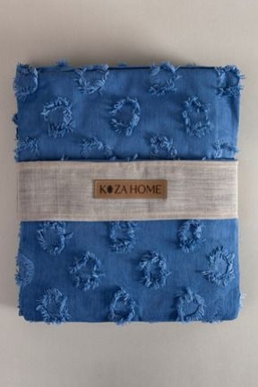 Koza HomeSitra Lacivert Çift Kişilik Püsküllü Yatak Örtüsü 230x250 2 Yastık 50x70 5034
