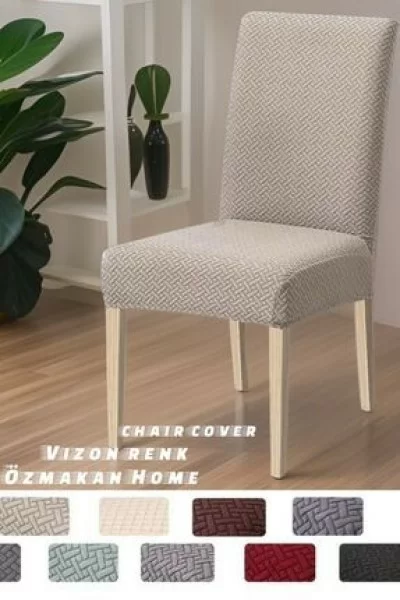 ÖZMAKANYüksek Kaliteli Sandalye Kılıfı, Sandalye Örtüsü, Lastikli, Likralı , Yıkanabılır 1 Adet Vizon Renk