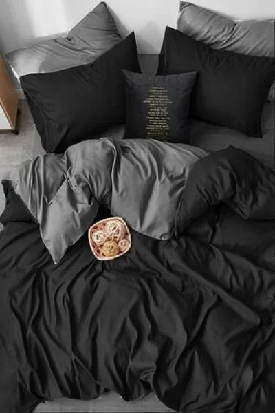 İQONLastikli Çarşaflı Nevresim Takımı Çift Kişilik Gri-siyah Blackgrey İQONLastikli Çarşaflı Nevresim Takımı Çift Kişilik Gri-siyah Blackgrey