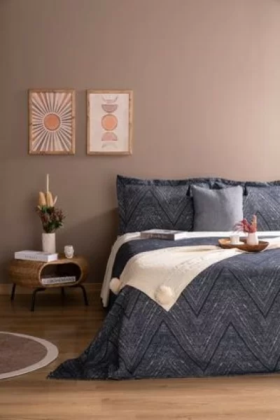 OdamodaAda Çift Kişilik Yatak Örtüsü Takımı Lacivert Günlük Çok Amaçlı Pike Örtü Seti - Şık Kutu Ve Paket