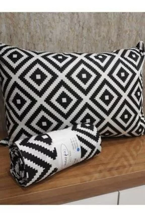 üntaşLife Çift Kişilik Lastikli Çarşaf+2 Adet Yastık Kılıfı Diagonalsiyahbeyaz Ecdia3