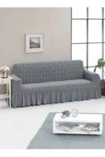 Consept HomeTek 3'lü Jakarlı Koltuk Örtüsü Gri