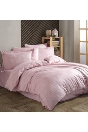 HobbyÇizgili Pudra - Çift Kişilik Jakarlı Saten Nevresim Takımı HobbyÇizgili Pudra - Çift Kişilik Jakarlı Saten Nevresim Takımı