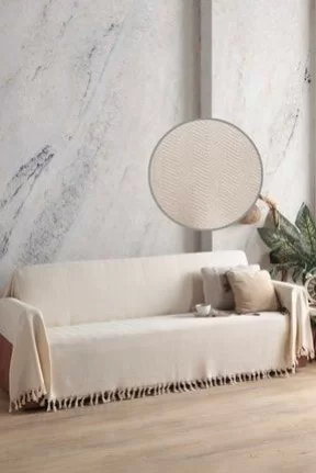 LADYNİLNaturel Koltuk Örtüsü Kolları Kaplayan Ekru 180x300 LADYNİLNaturel Koltuk Örtüsü Kolları Kaplayan Ekru 180x300