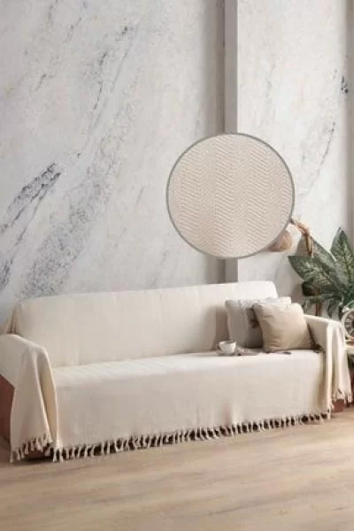 LADYNİLNaturel Koltuk Örtüsü Kolları Kaplayan Ekru 180x300 LADYNİLNaturel Koltuk Örtüsü Kolları Kaplayan Ekru 180x300