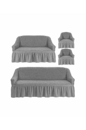 NusretGri Bürümcük Koltuk Takımı Örtüsü 3+2+1+1