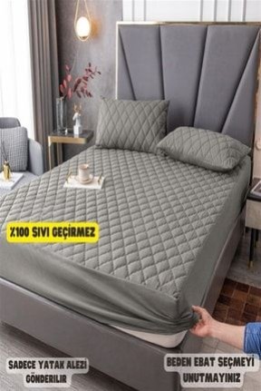 Nart HomeGri Renkli %100 Sıvı Geçirmez Pamuklu Kapitoneli Yatak Koruyucu Renkli Alez Çarşaf