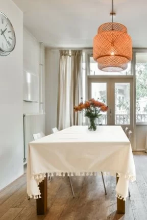 NDC HOMEOrganik Ham Keten Krem Ponponlu Masa Örtüsü NDC HOMEOrganik Ham Keten Krem Ponponlu Masa Örtüsü